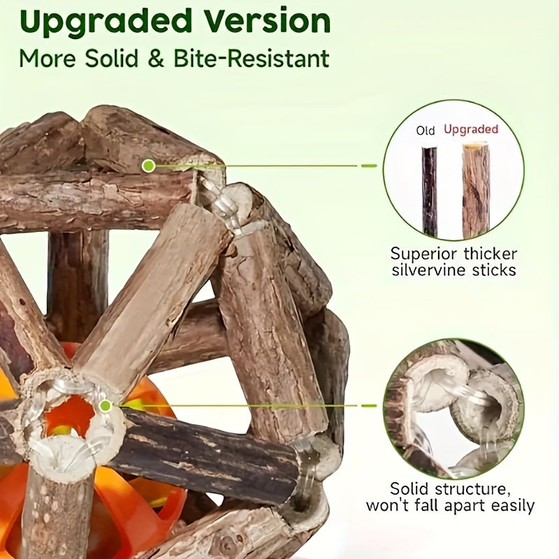 Rattan Cat Bell Toy for Indoor Cats Dental Health No Battery Required