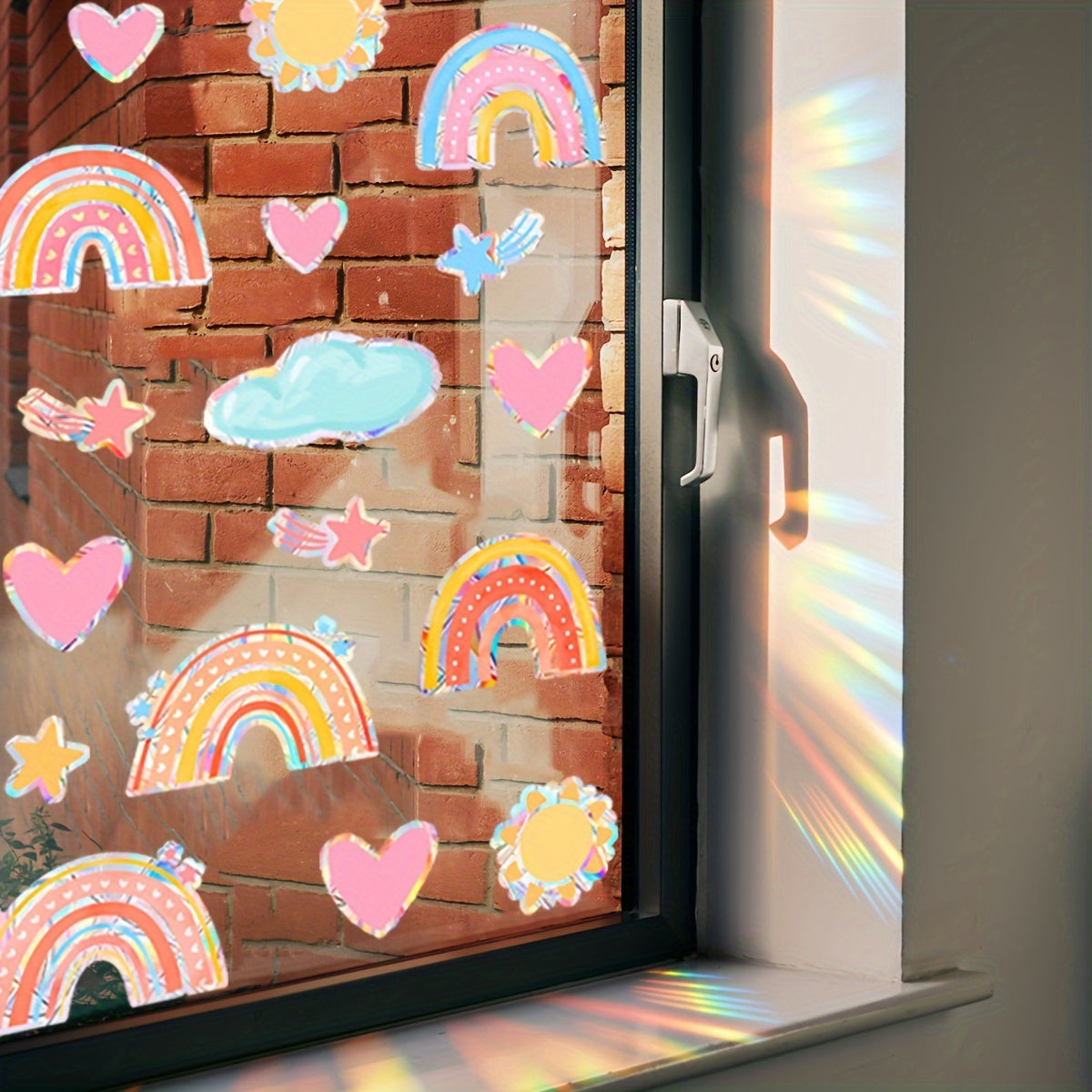 Multi-Colored Rainbow Clouds Vinyl Window Decals Electrostatic Home Decor