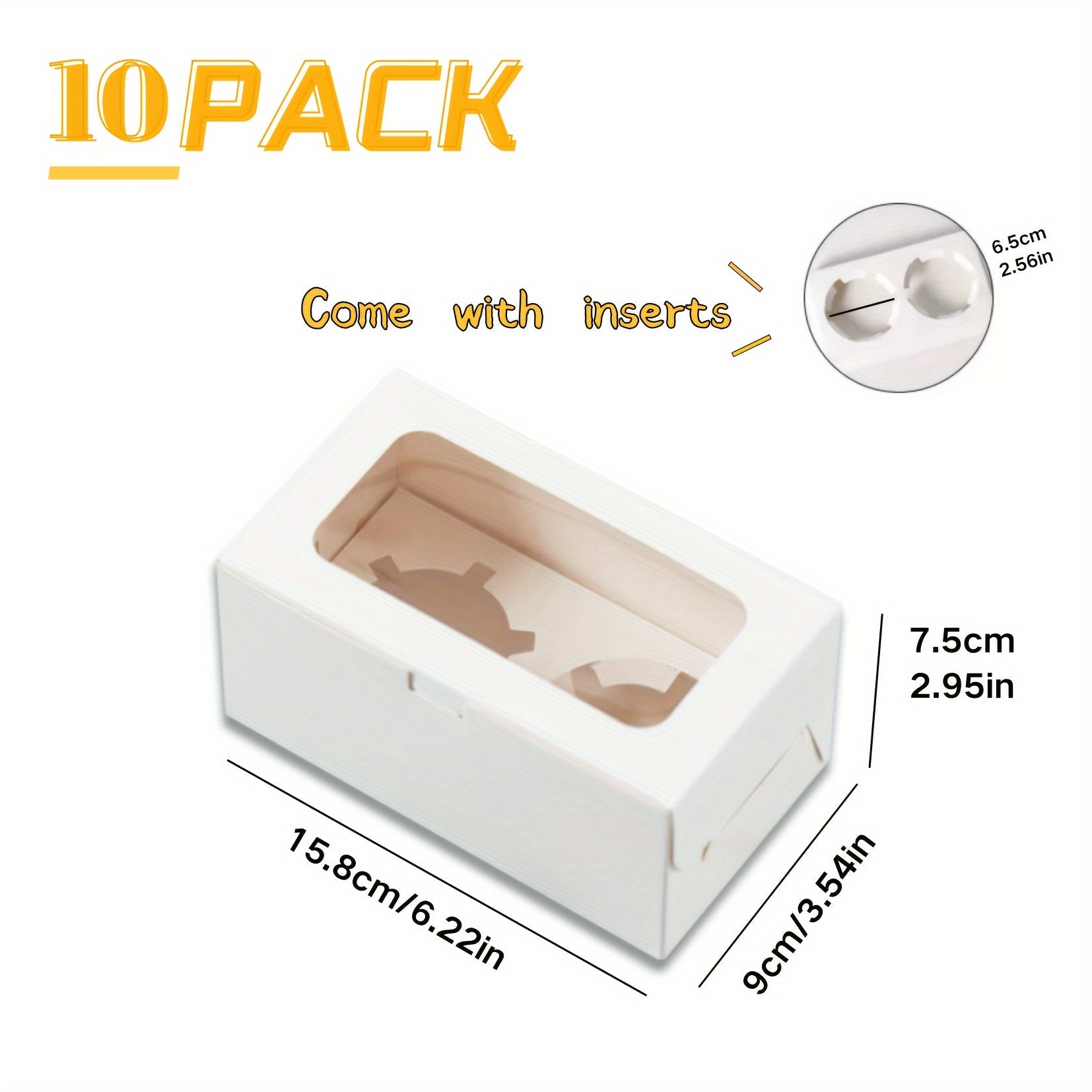 Pishirish va bayramlar uchun shaffof oynali 10-50 dona oq kek qutisi