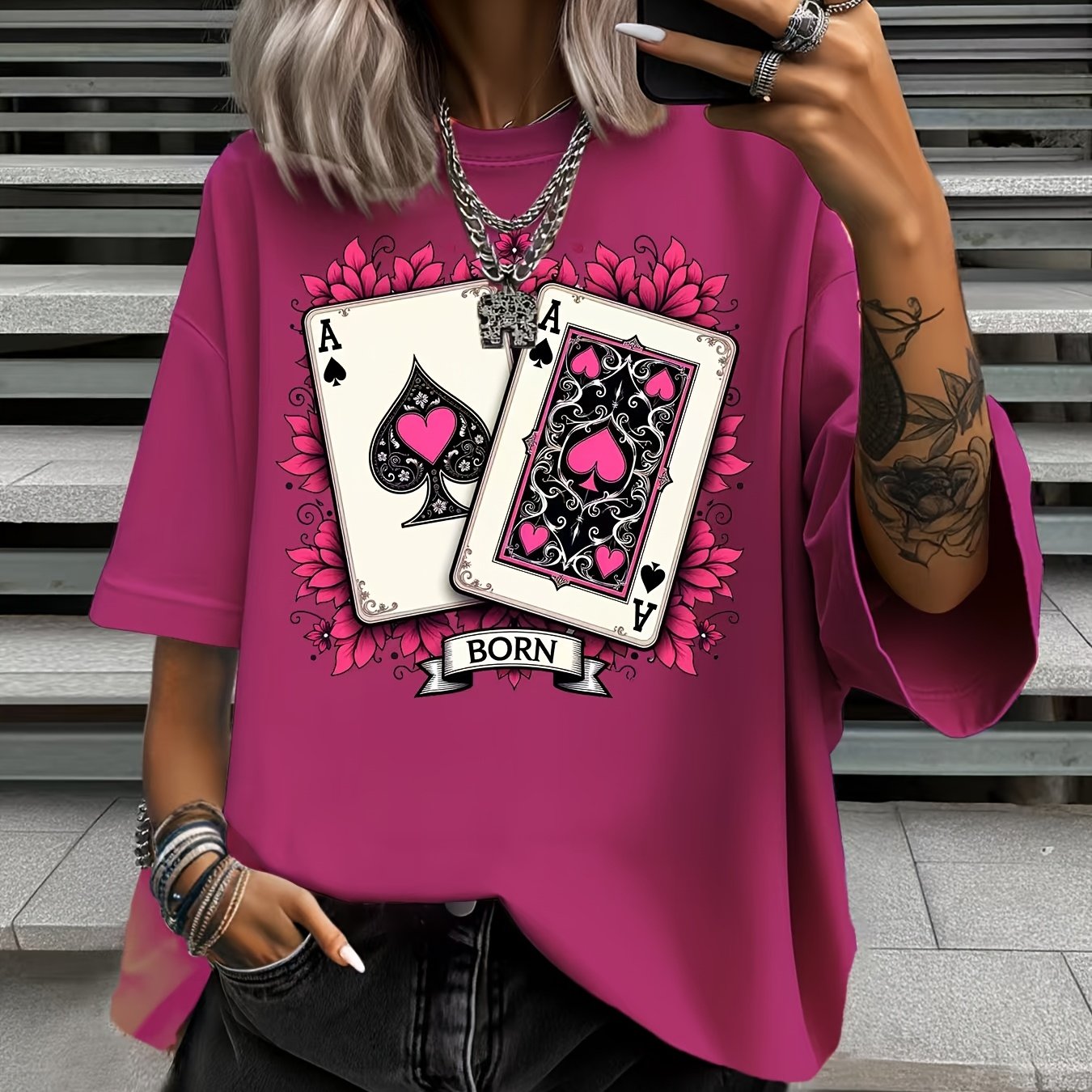 Plus Size Women's Graphic T-Shirt Black Cosplay Short Sleeve Summer Top