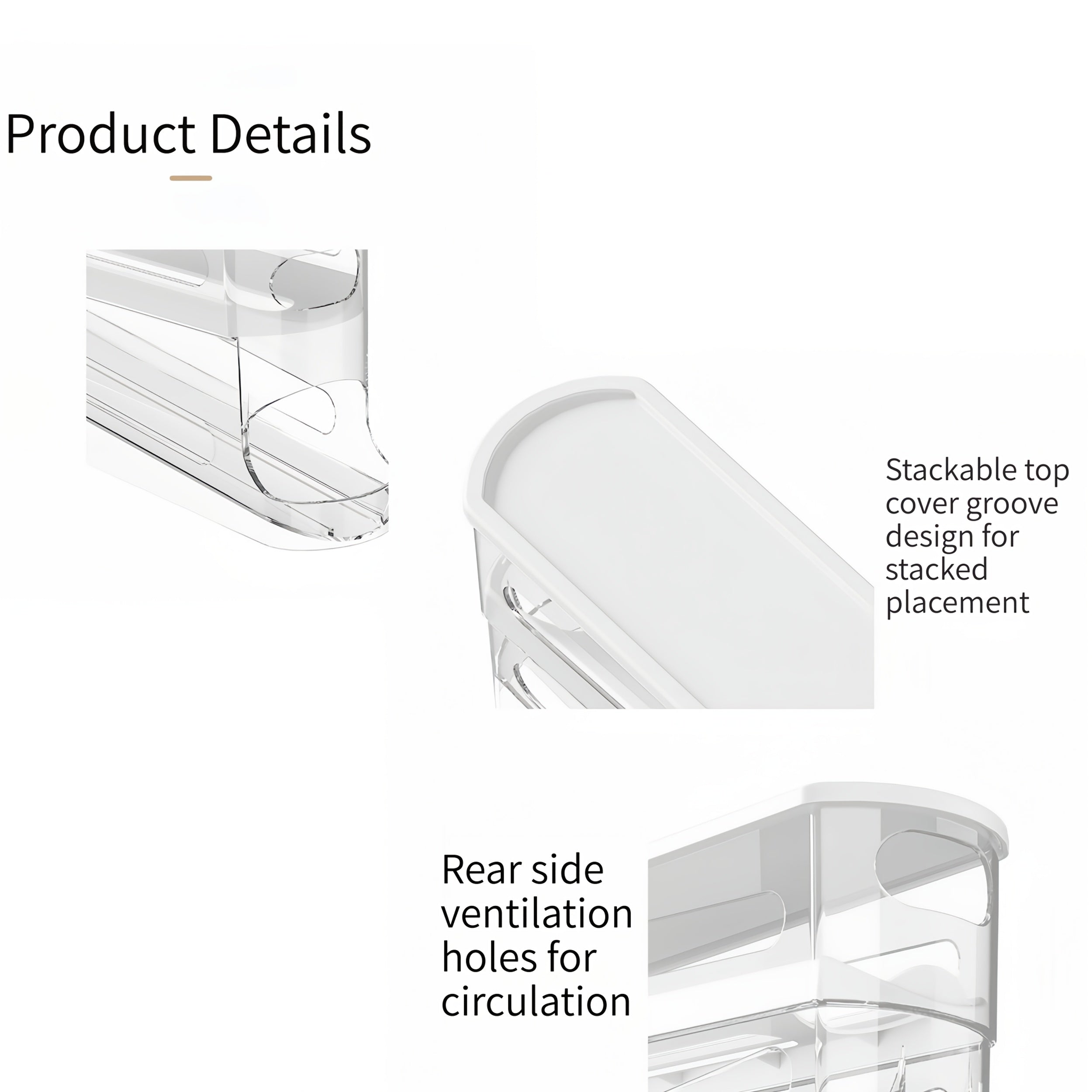 Double Layer Egg Storage Rack for Refrigerator Door Clear Plastic Organizer