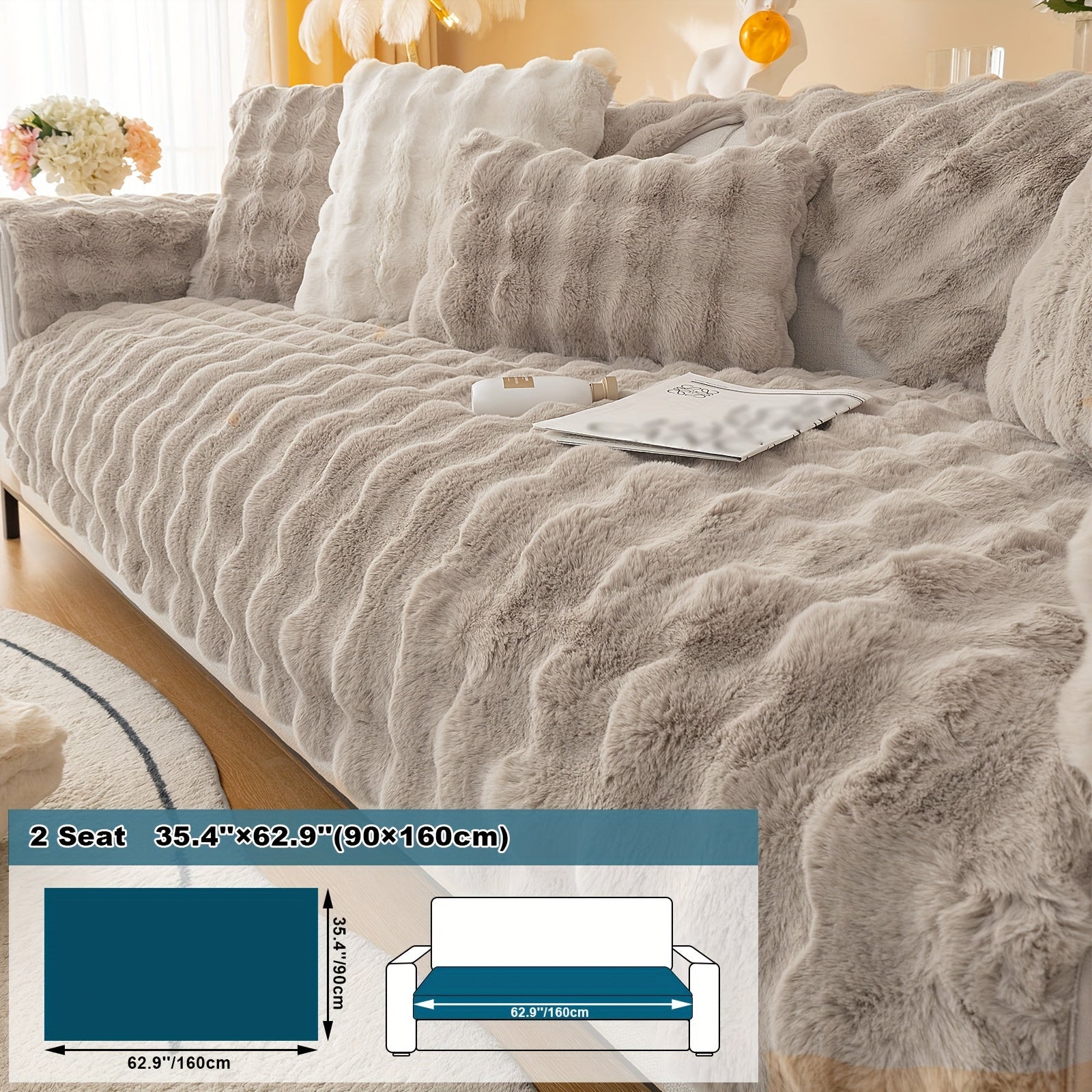 Имитация кролика плюшевая подушка-диван для домашних животных, дружелюбная к собакам с нескользящим чехлом для защиты мебели и декора в спальне, офисе или гостиной.