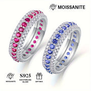 Unisex Silver Plated Moissanite Ring with Emerald Ruby Sapphire 18K Gold