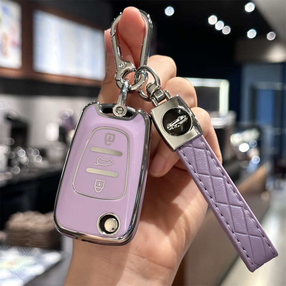 Car Key Shell Cover with Keychain TPU Remote Protector for Honda Kia Models
