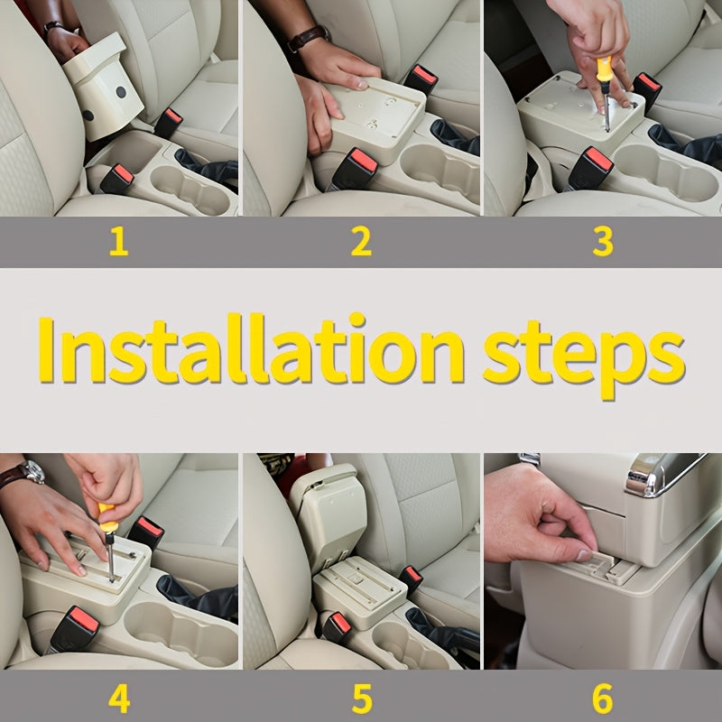 Car Interior Black Armrest Center Console Storage Cup Holder Durable ABS