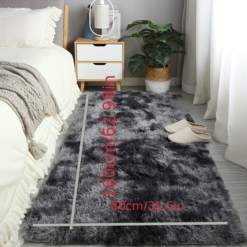 Alfombra larga de teñido en espiral gris oscuro para decoración del hogar, sala de estar, dormitorio
