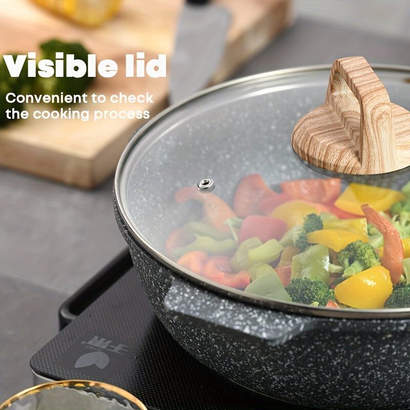 Non-Stick Cookware Set 4-Piece Maifan Stone Coating Frying Pan Wok Pots