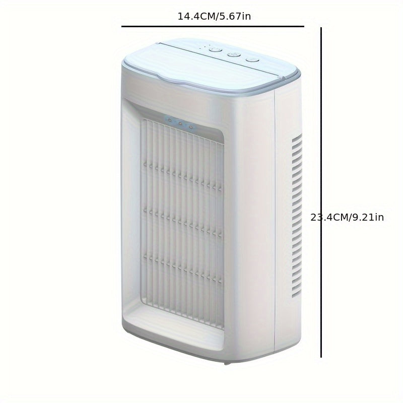 Mini ventilador de aire acondicionado portátil con pulverizador de niebla para enfriar en el escritorio del dormitorio