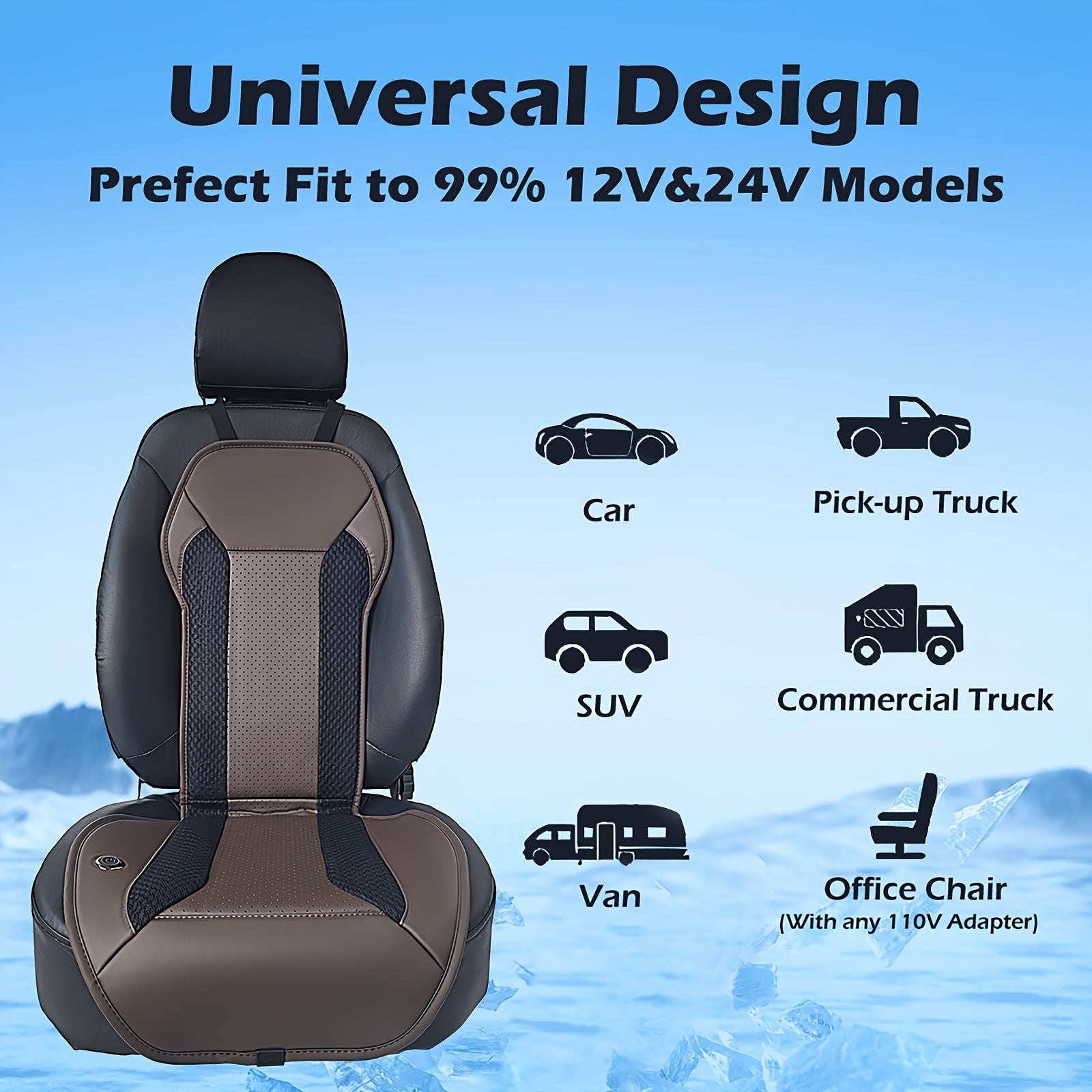 Car Seat Cushion Ventilated Cooling Cover for Small Cars Vans Trucks