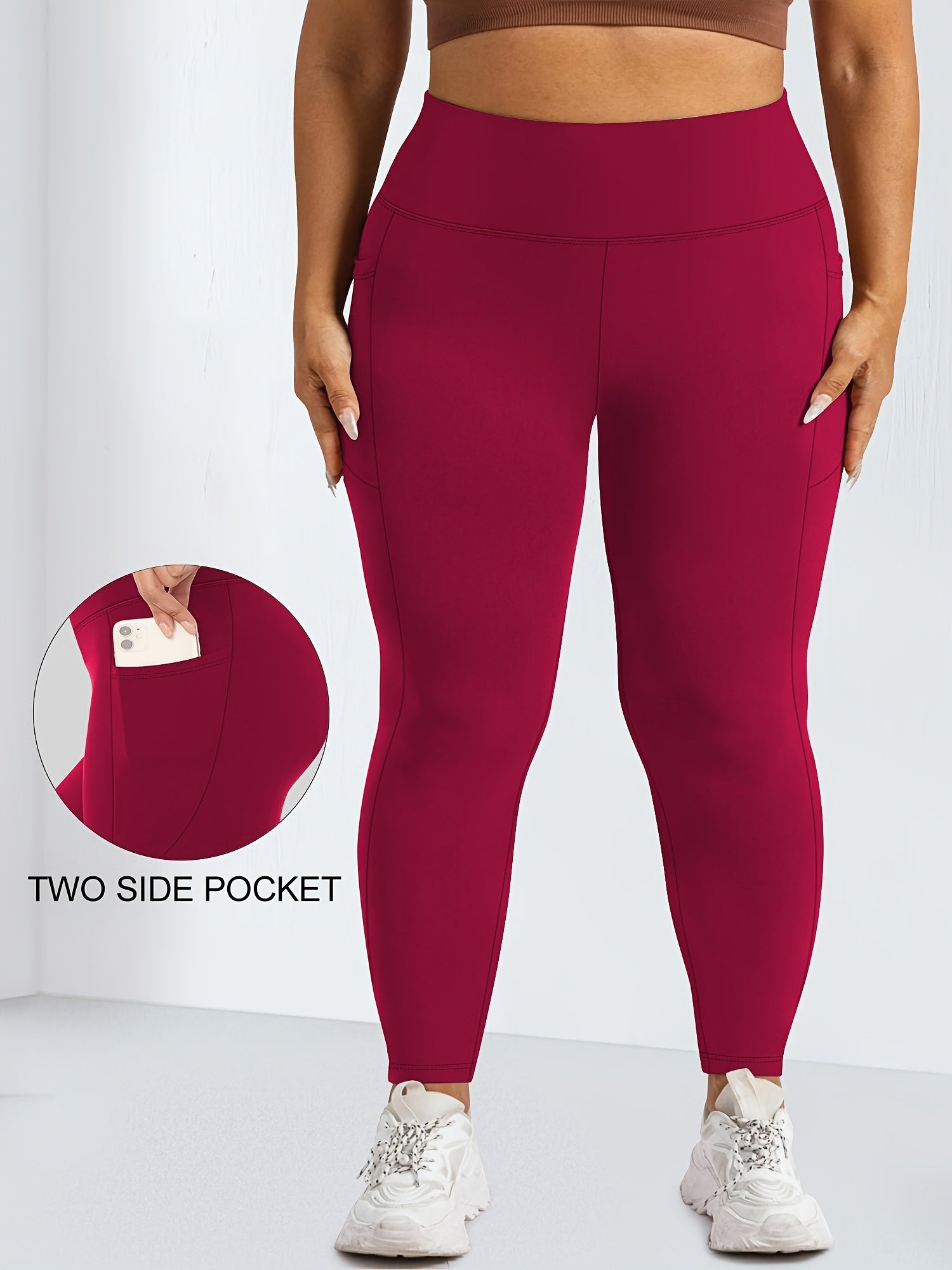 Women High Waist Yoga Pants Stretch Tight Leggings with Pockets and Abdominal Support