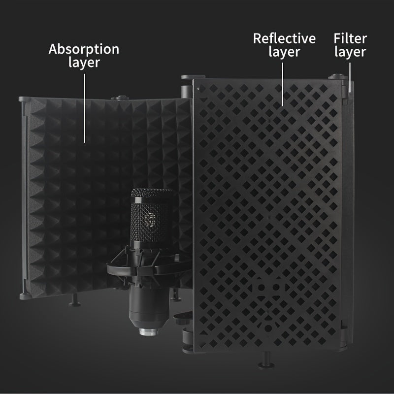 High-Density Foam Sound Absorption Panel for Noise Reduction and Vocal Recording Black