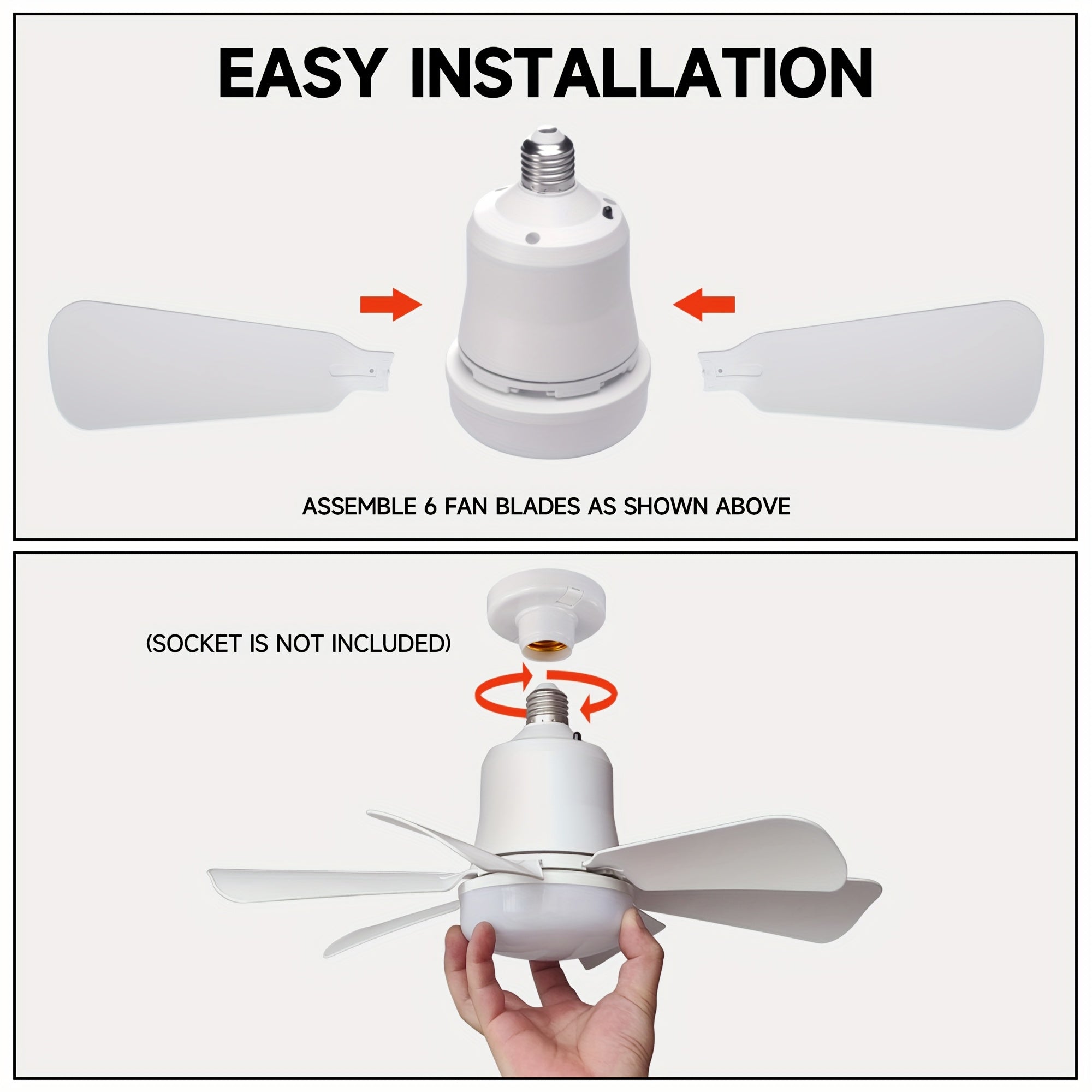 Ceiling Fan with Light and Remote 3 Speeds 3 Colors Adjustable LED Indoor