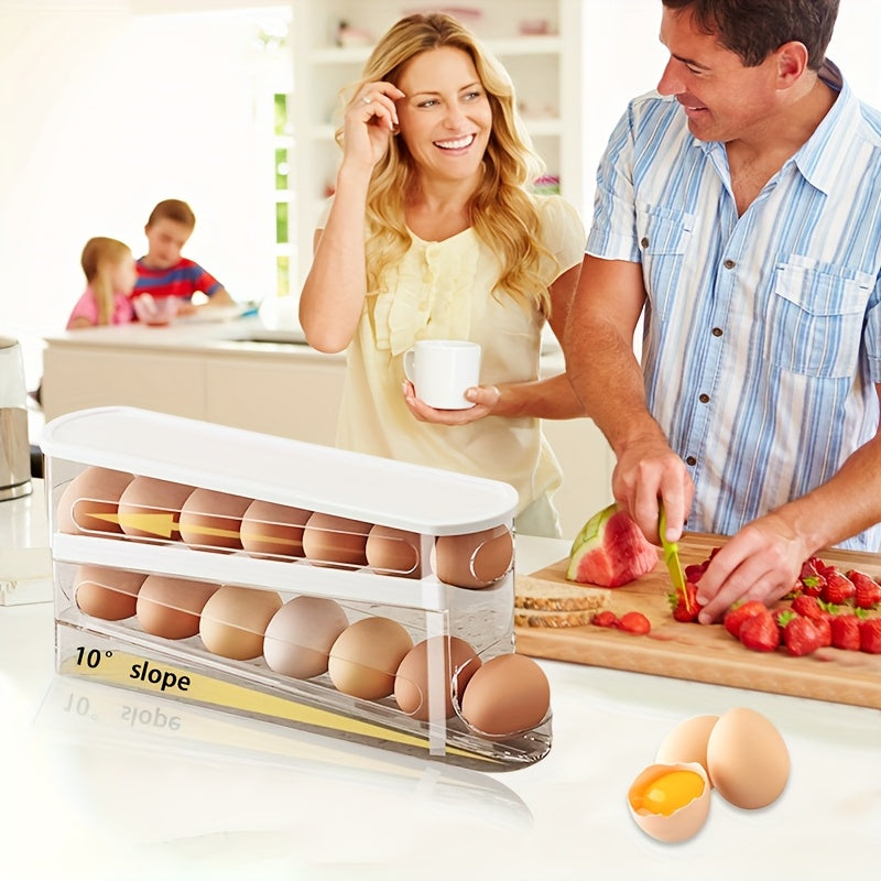 Multilayer Plastic Egg Storage Box - Space Saving Stackable Refrigerator Organizer