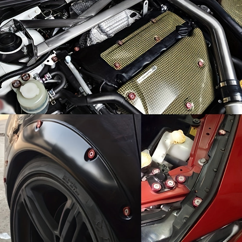 40 dona Alyuminiy M6x20 Avtomobil qopqog'i vintlari, ko'p rangli fastenerlar, avtomobilni modifikatsiya qilish uchun