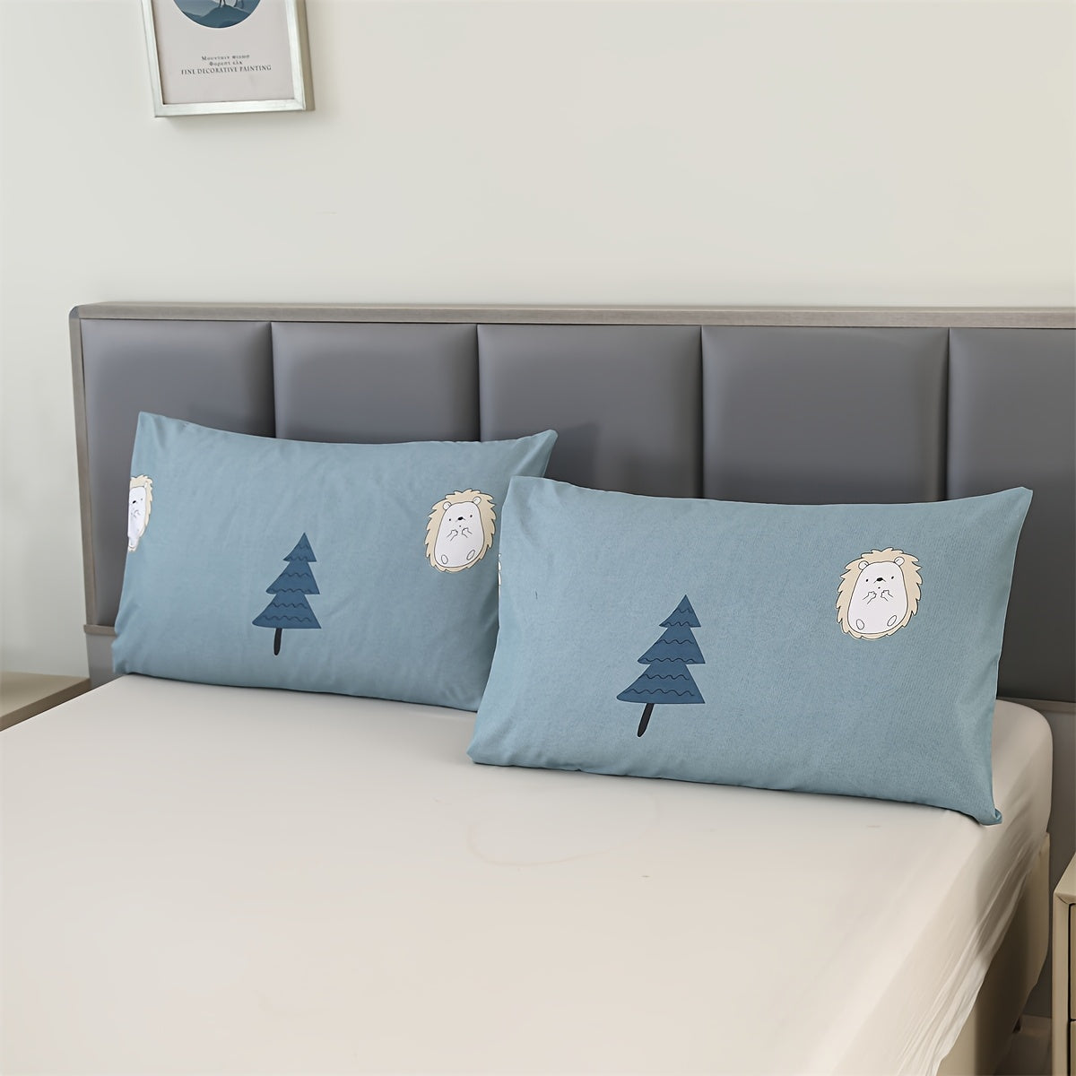 Pair of 2 Cat Print Decorative Pillowcases 100% Polyester Sanded Fabric