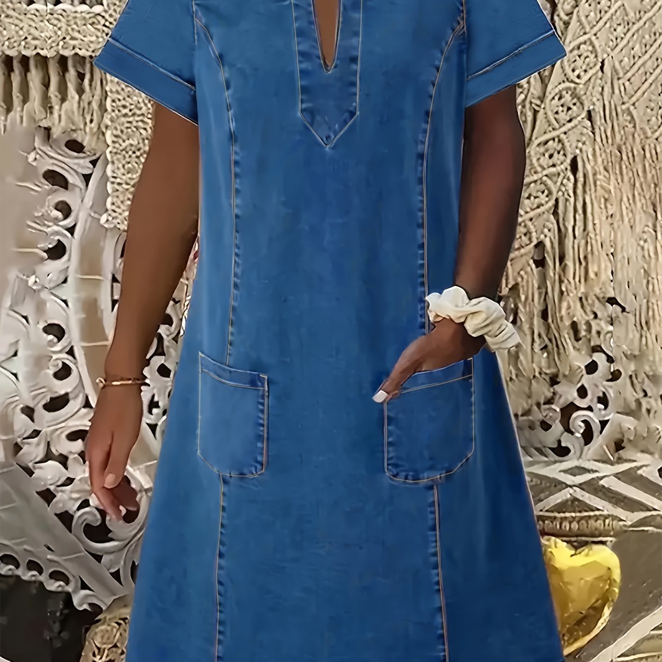 Women's Plus Size Non-Stretchy Denim-Like Dress Casual Formal All-Season