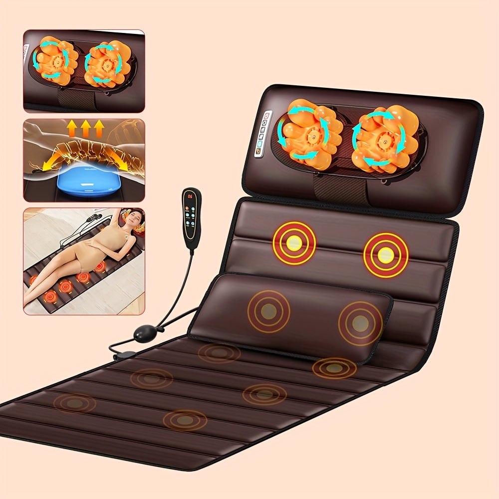 Full Body Massage Mat with 10 Vibrating Nodes Infrared Heat Adjustable Pillows Ergonomic Design