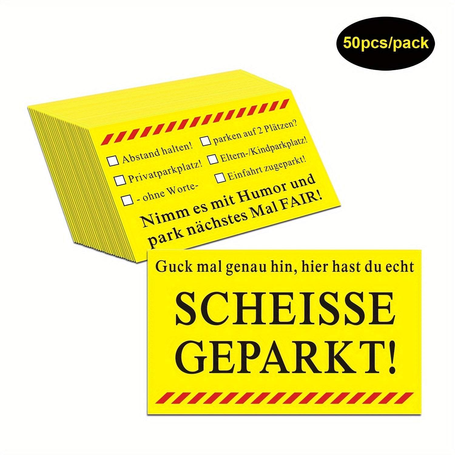 50-Pack Humorous Parking Warning Cards Paper Quick Reminder Prank Notes