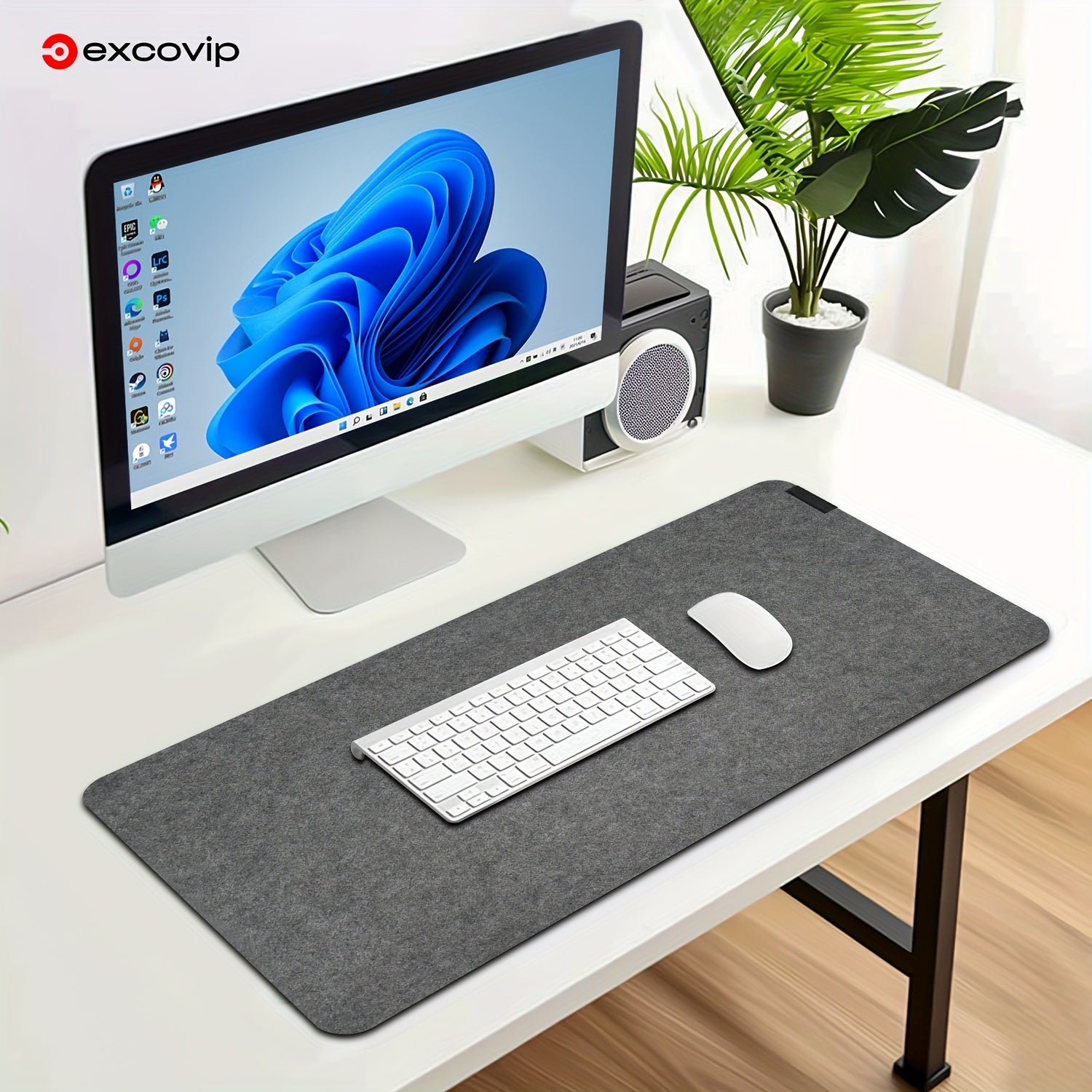 Large Washable Felt Gaming Mouse Pad Non-Slip Rubber Base for Keyboard Laptop Office