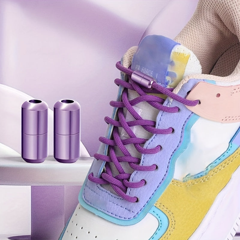 Teenagers Elastic Colorful Shoe Laces with Buckles and No Tie Needed (2 Pairs)