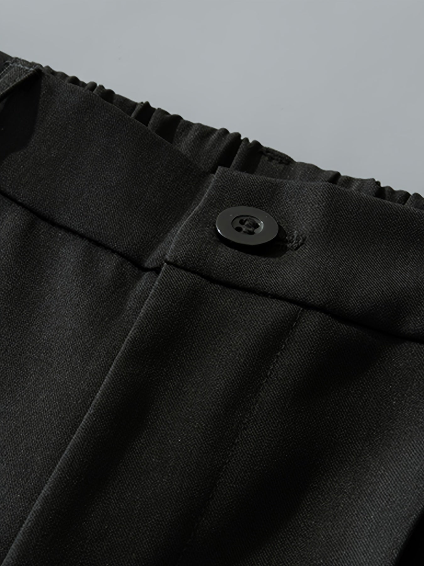 Pantalones de traje de verano para hombre de pierna recta, poliéster, sin elasticidad, de color sólido, casual, ajuste regular