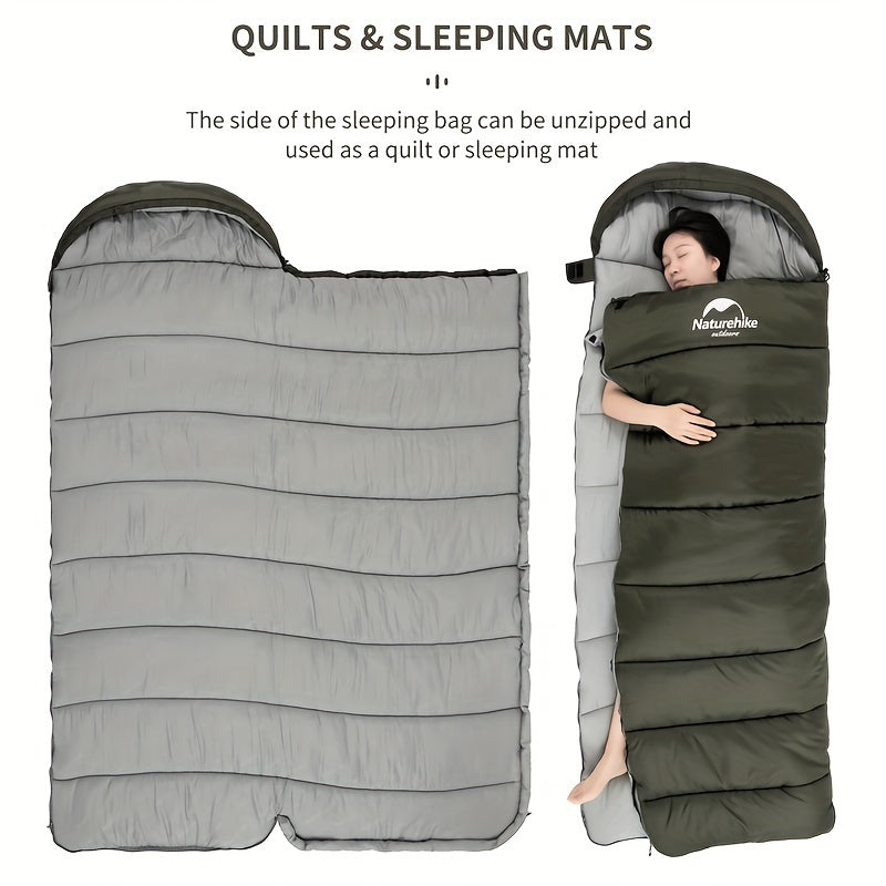 Thermal Envelope Sleeping Bag with Hood for 1 Person 20-39°F Polyester Synthetic