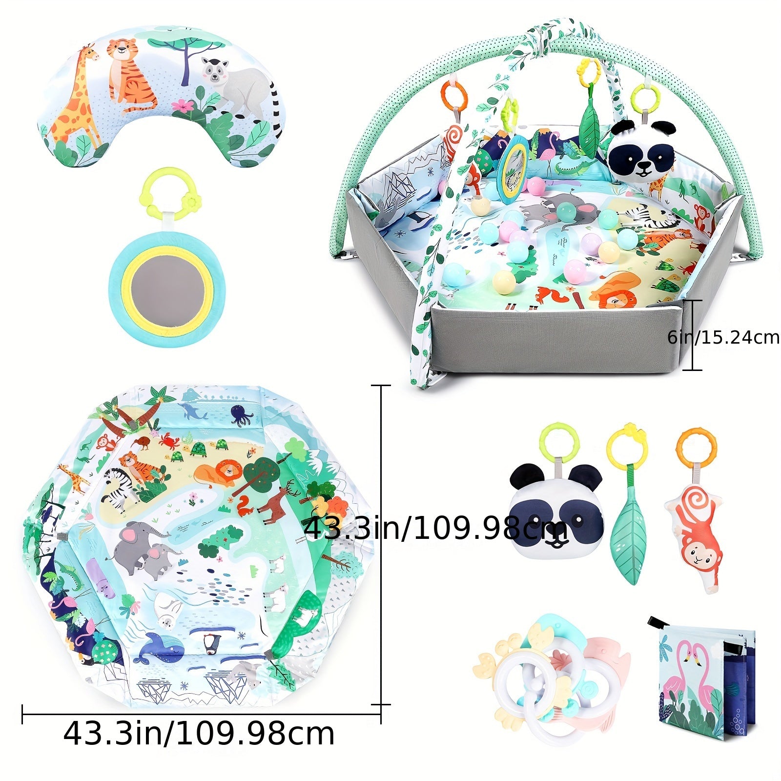 Kids' Play Mat with Sensory Toys and Ball Pit for Youngsters Fitness and Development