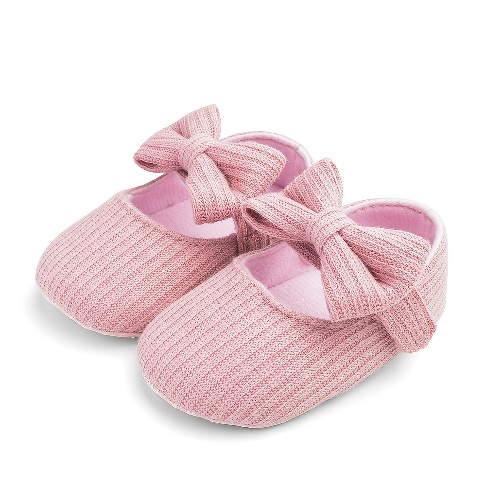 Baby Girl Soft Sole Princess Shoes Slip-On Stripes Fabric Upper All-Season 0-12 Months