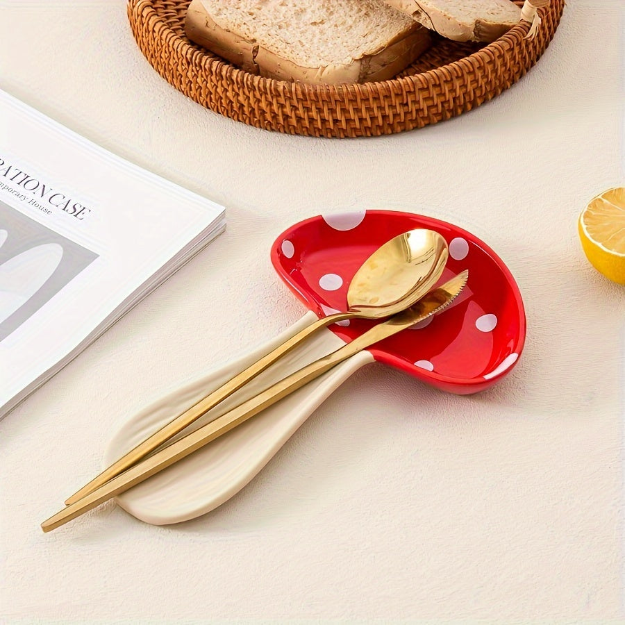 Ceramic Mushroom Spoon Rest High Temperature Resistant Cute Kitchenware Gift