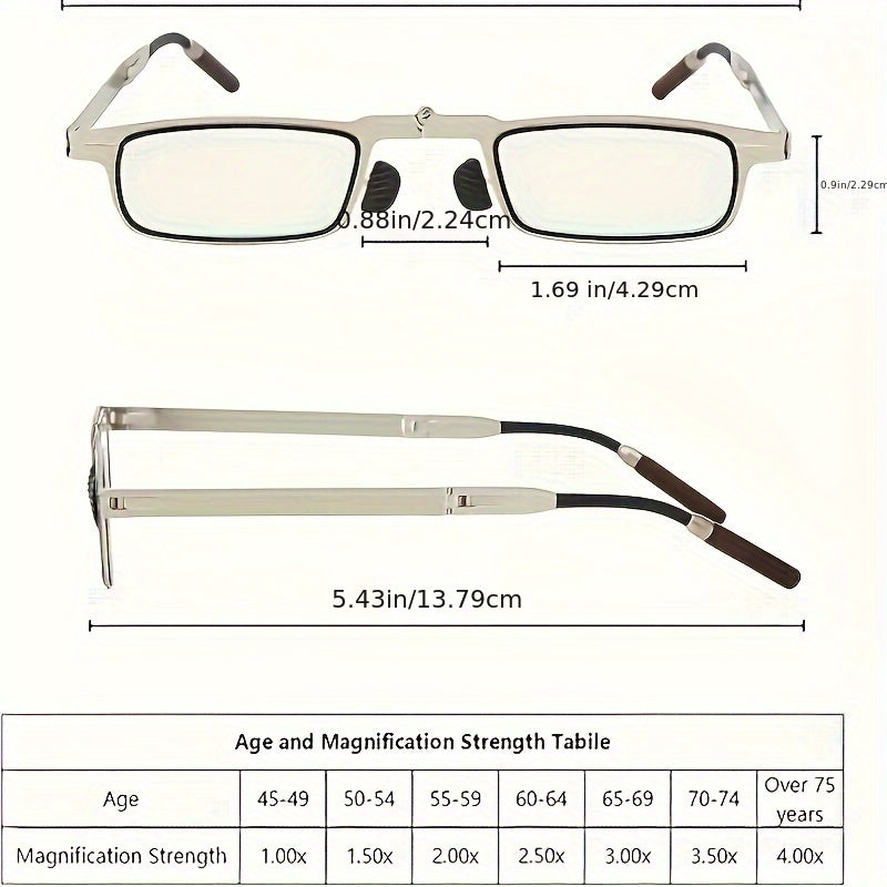 Foldable Reading Glasses with Smartphone Attachment Ultra-Thin Metal Frame Anti-Blue Light HD Lenses for Men Women