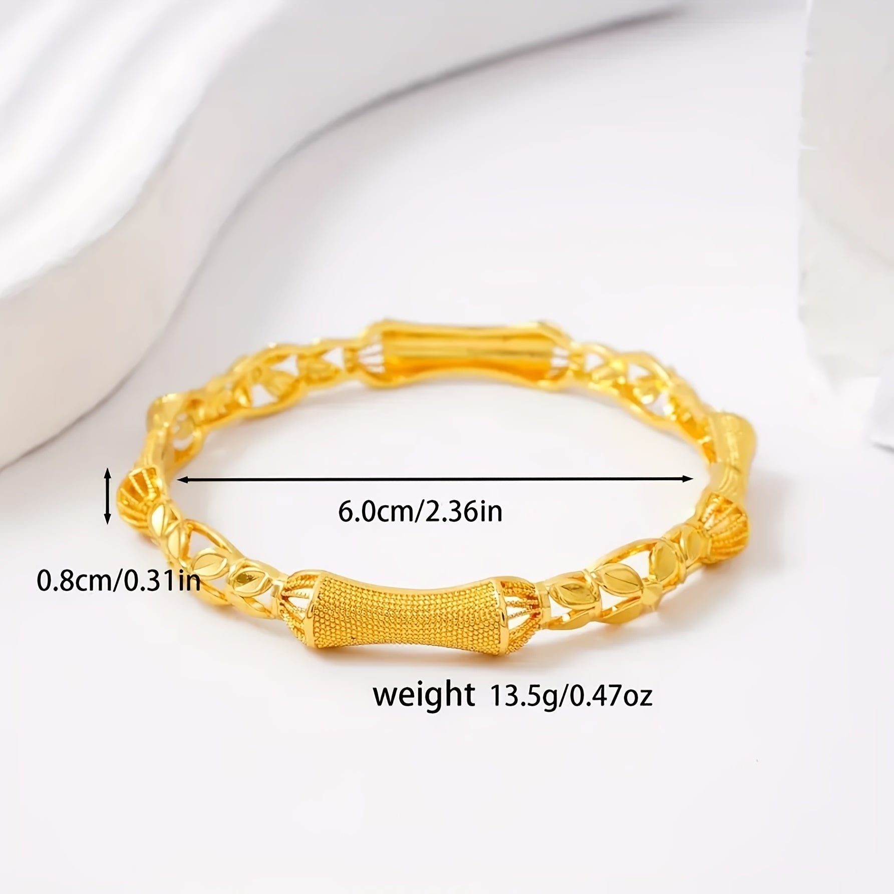 Set of Four 18K Gold-Plated Copper Tribal Style Bangle Bracelets for Women
