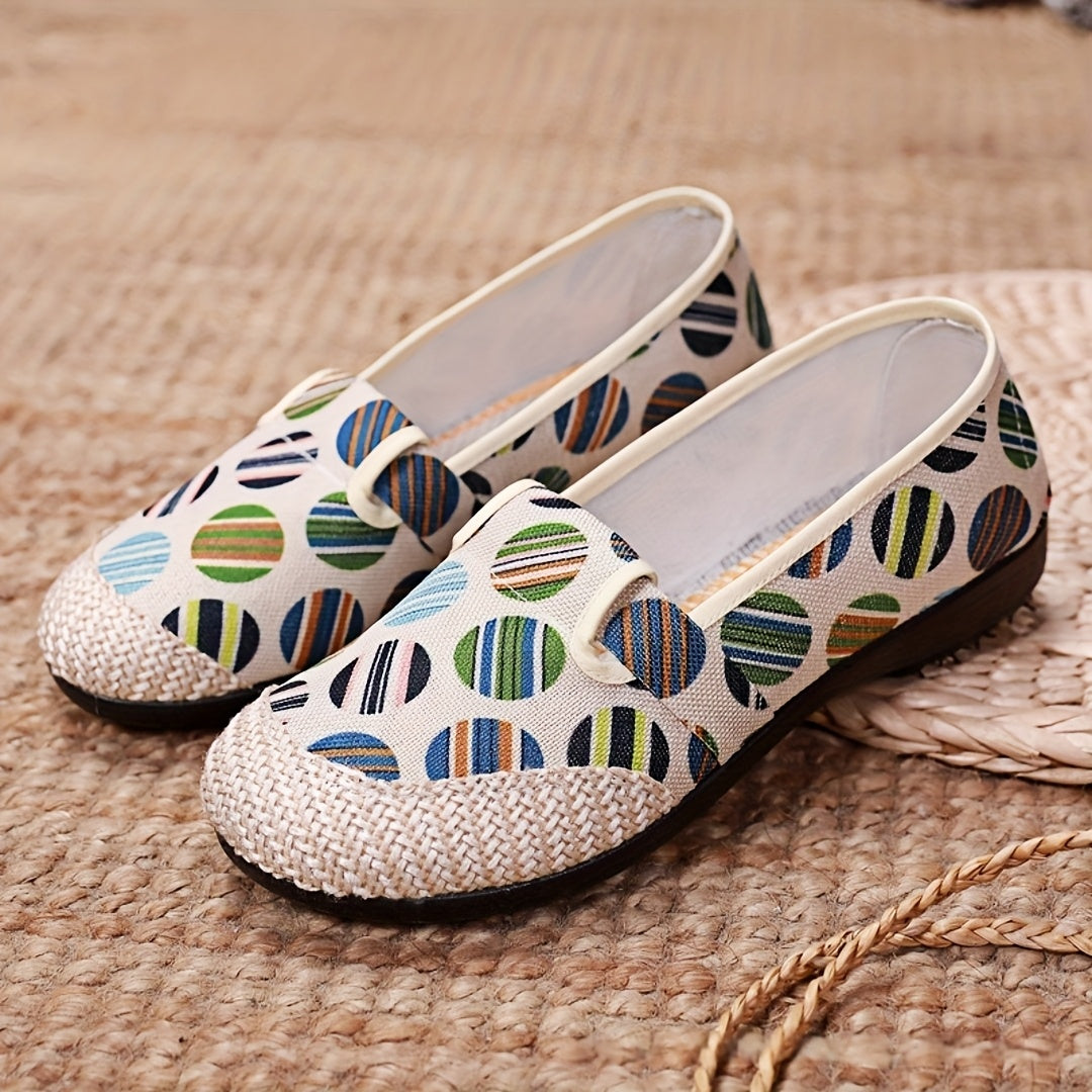 Zapatos planos étnicos para mujer, mocasines sin cordones, cómodos, con suela de tela