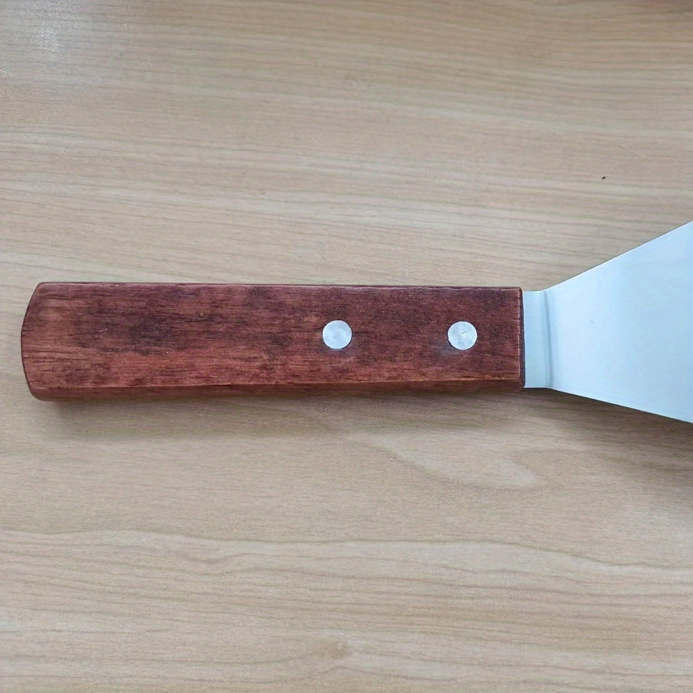 Stainless Steel Spatula Set with Wooden Handles for Cooking and Grilling
