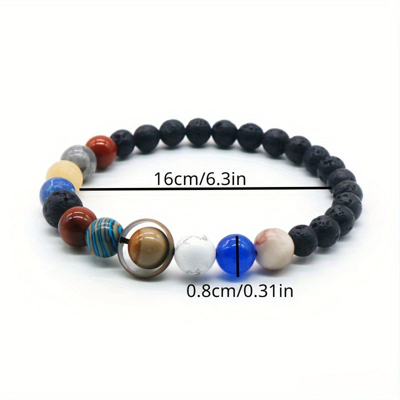Unisex Solar System Bracelet with Artificial Stones for Men Women Gift