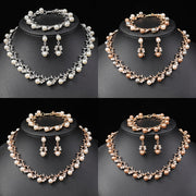 Women’s Jewelry Set Faux Pearl Silver-Plated Necklace Bracelet Earrings for Weddings Parties