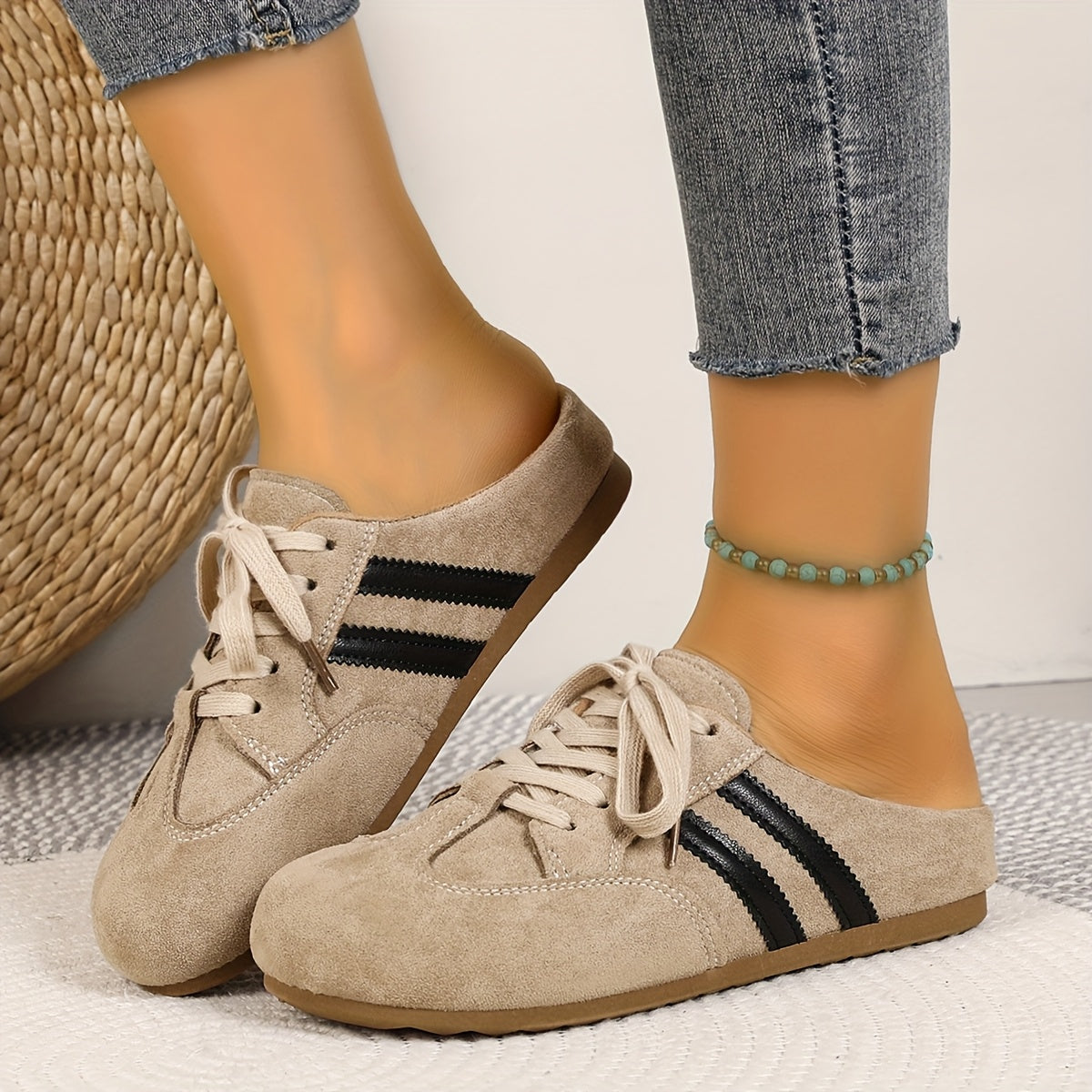 Women's Beige Synthetic Slip-On Sneakers with Cushioned EVA Insole