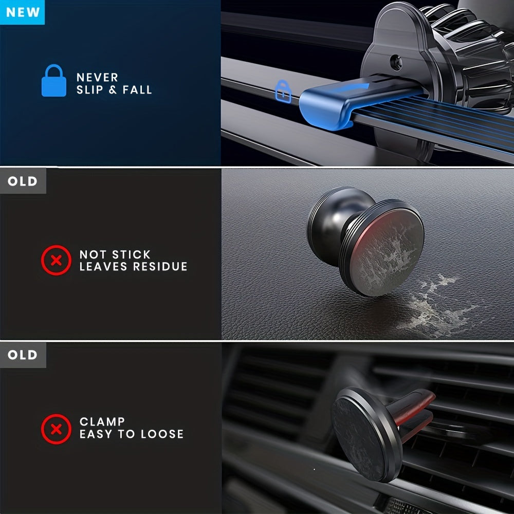 Soporte para teléfono de coche magnético de aleación de aluminio universal dorado con ajuste en la rejilla