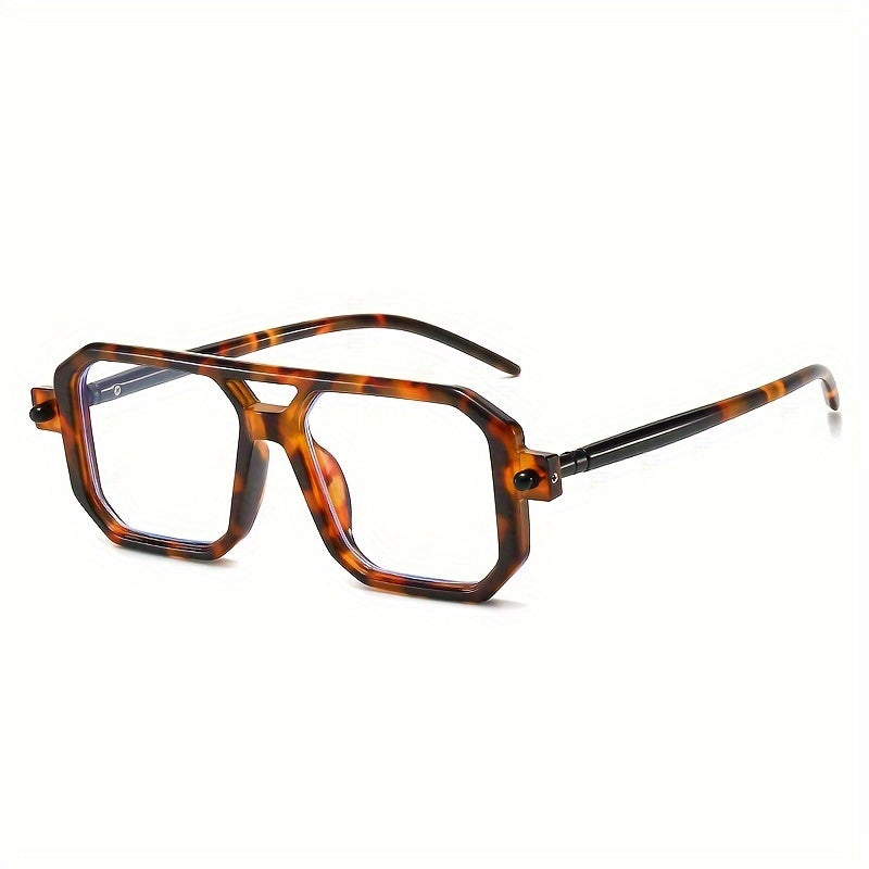 Retro Large Frame Glasses Men Women Double Bridge Stylish Eyewear for Daily Wear