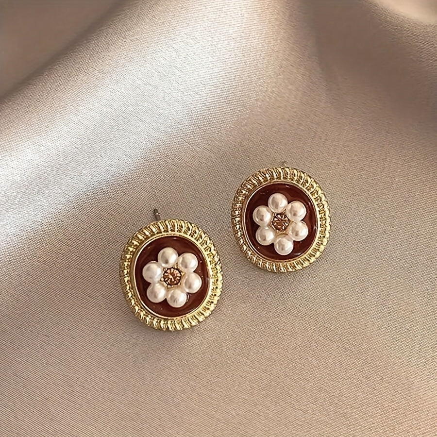 5 ta Vintage Elegant Alloy quloq stud marjonlari to'plami, 925 Sterling Silver quloq ignasi, UV qoplama va soxta marvarid tafsilotlari bilan, kundalik kiyish yoki maxsus tadbirlar uchun mukammal, ideal Sevishganlar kuni sovg'asi.