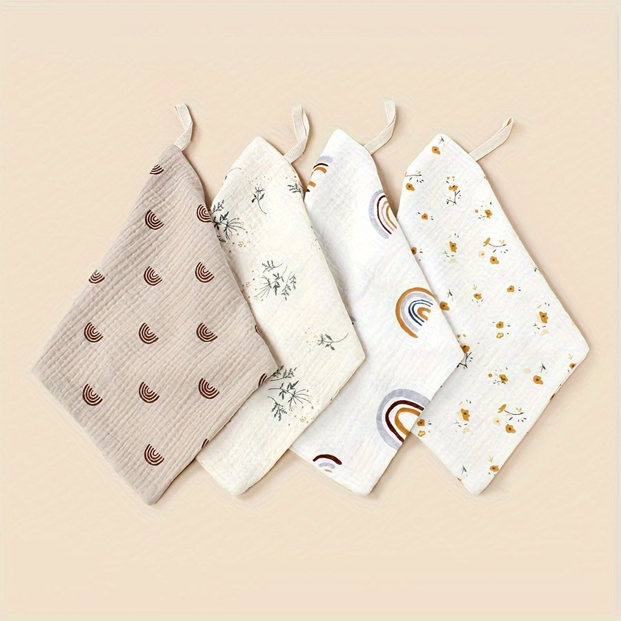 Set of 4 Baby Muslin Towels 30x30 cm Cotton Soft Absorbent Baby Bath Towels