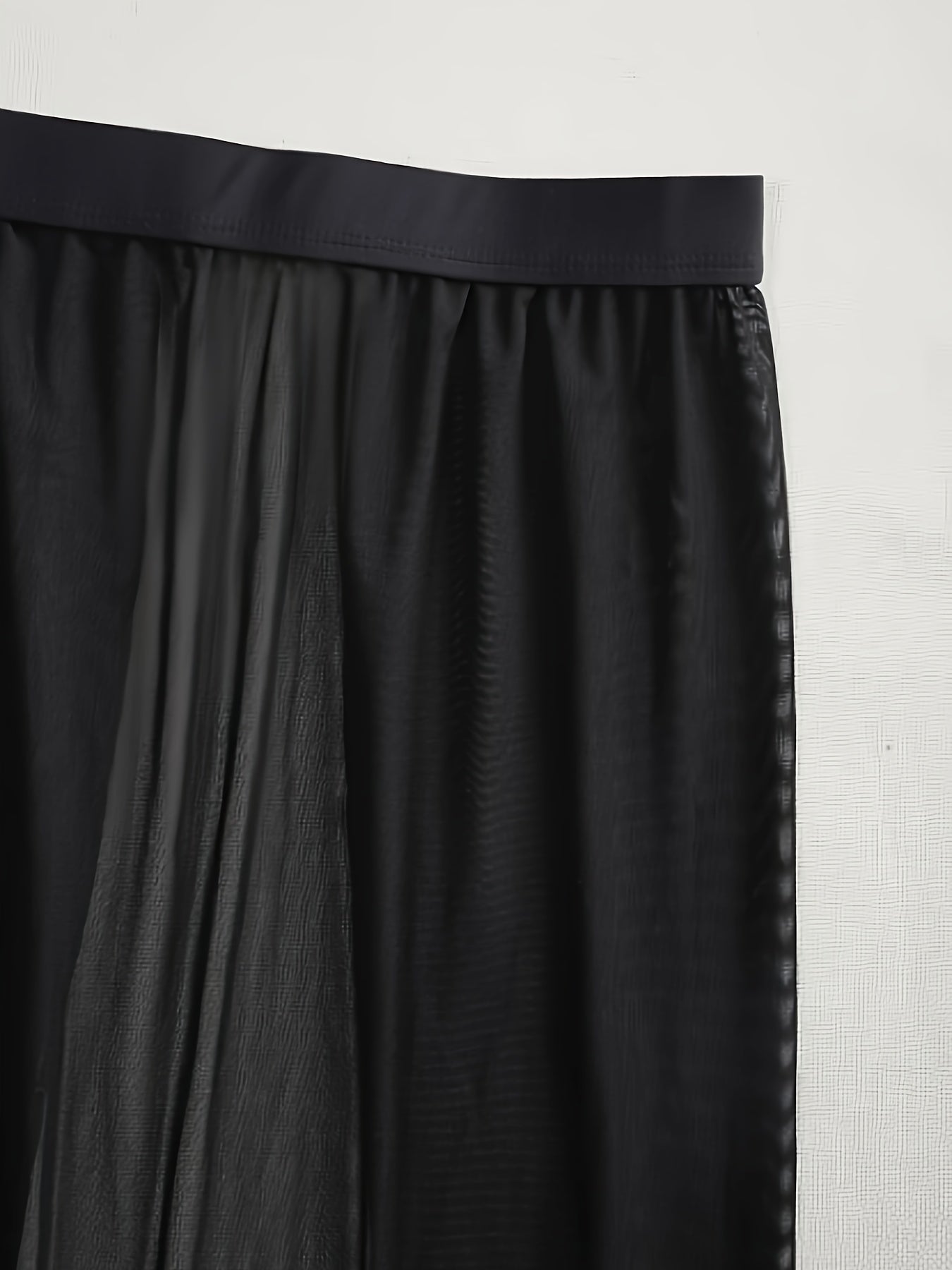 Falda de superposición transparente para mujer con diseño calado, sin mangas, punto de poliéster de color sólido