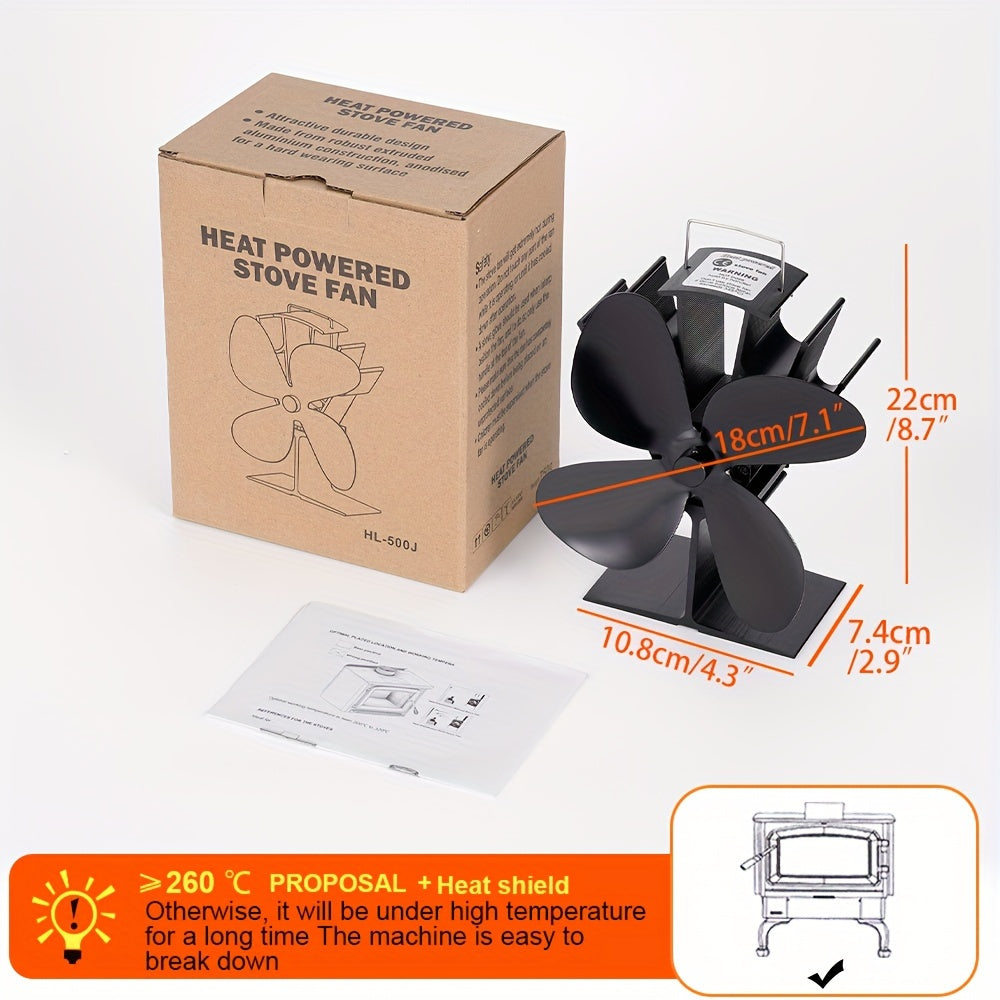 Aluminum Heat Powered Fireplace Fan for Wood Stove Quiet Heat Distribution