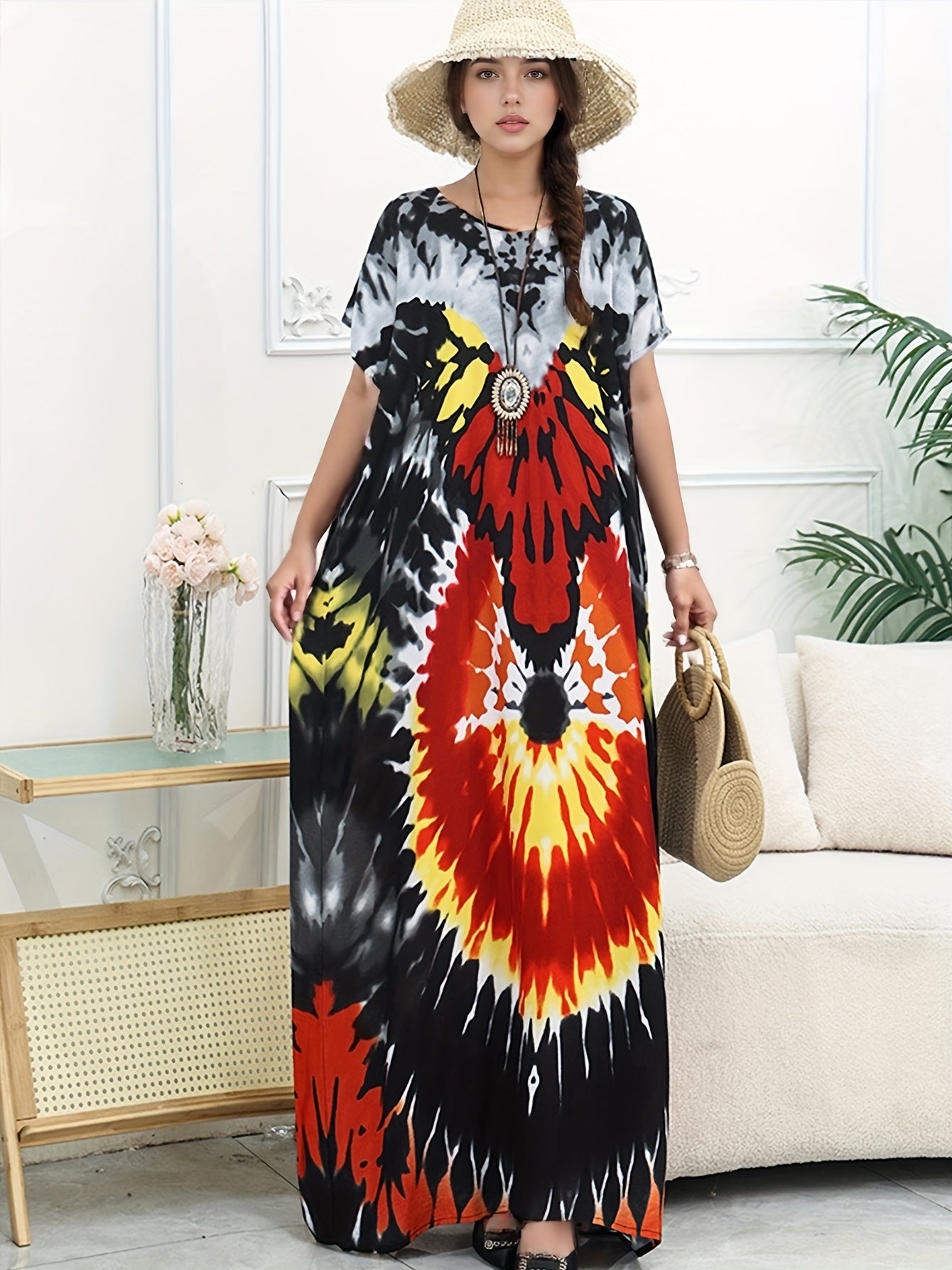 Plus o'lcham ayollar uchun erkin o'rta sharq plyaj kiyimlari, bikini va ta'til uchun