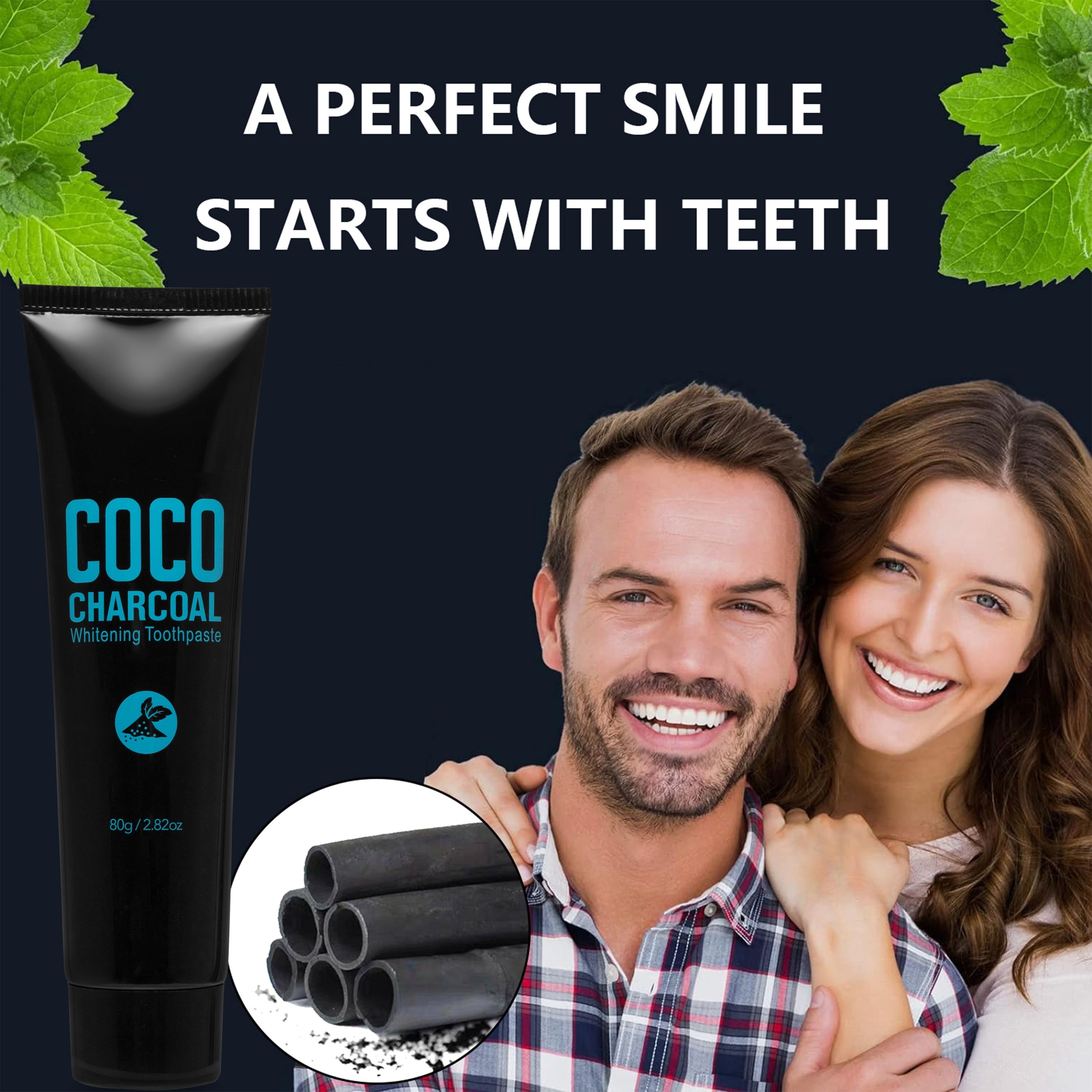 Natural Activated Charcoal Toothpaste for Teeth Whitening and Fresh Breath