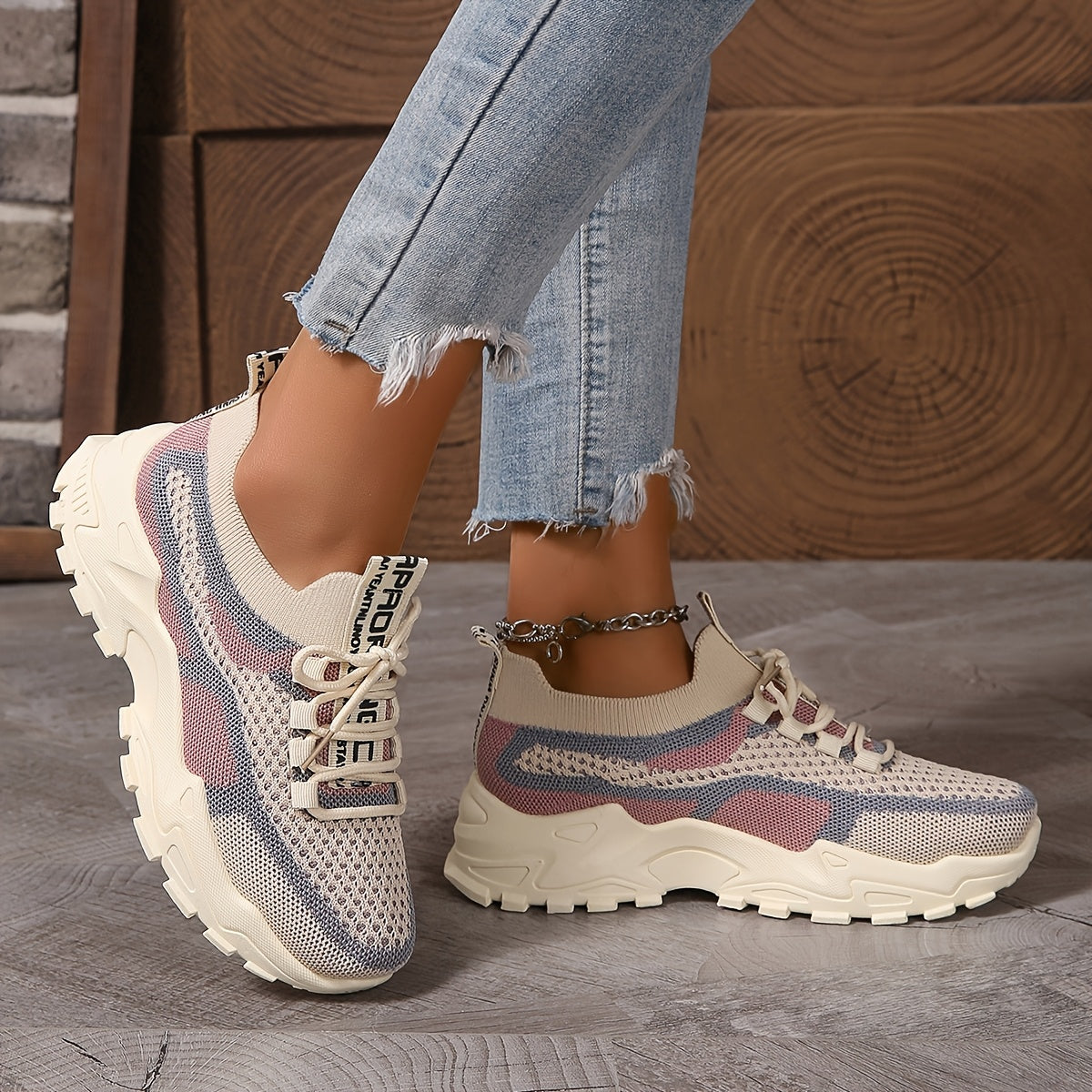 Women's Breathable Knit Low-Top Running Sneakers Lightweight Casual Shoes