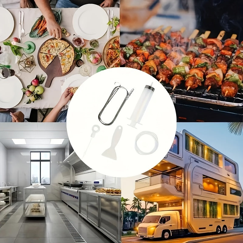 5-Piece Refrigerator Cleaning Kit Flexible Brush Scoop Syringe and Snake