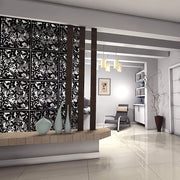 Black Decorative Plastic Room Divider Panels with Flower Carving for Home Office Hotel