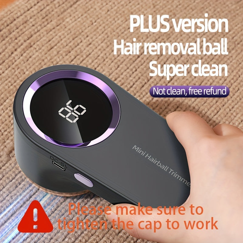 Rechargeable USB Lint Remover Ball Fabric Shaver Trimmer with Power Display for Home Travel and Grooming