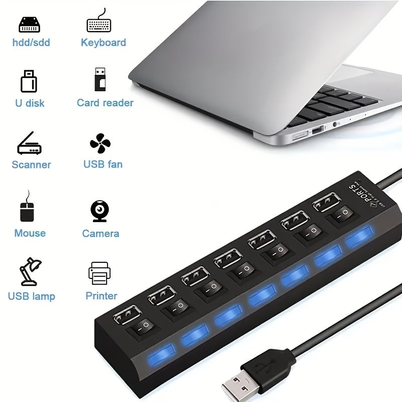 4-Port USB 2.0 Hub with Independent Switches for Tablets and PCs
