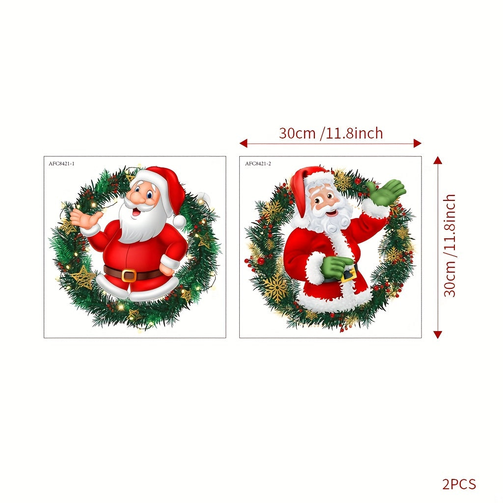 Conjunto de pegatinas decorativas de ventana de Santa Claus para Navidad, adhesivos removibles